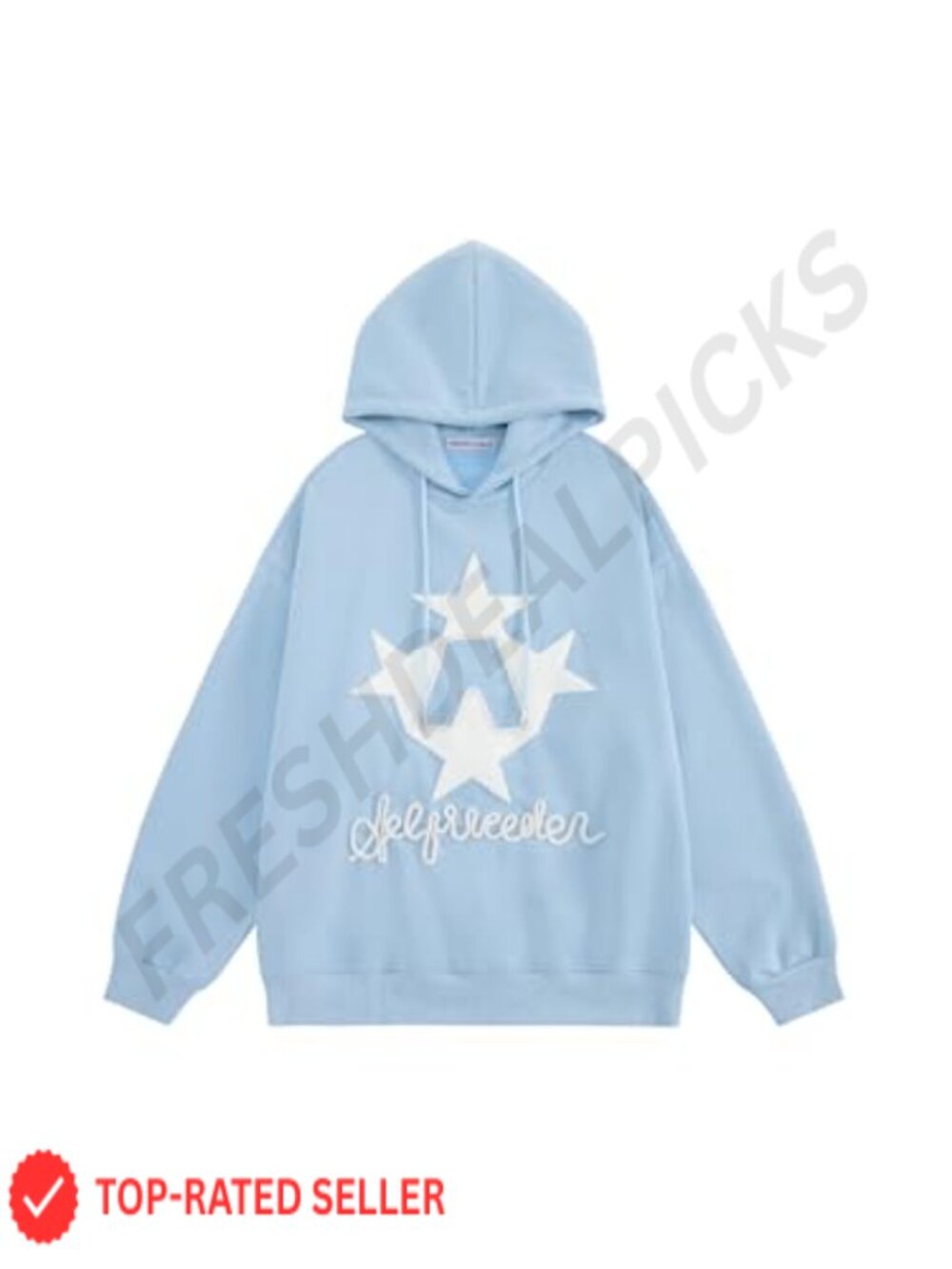 Oversized 100% Cotton Star Embroidered Hoodie Pullover